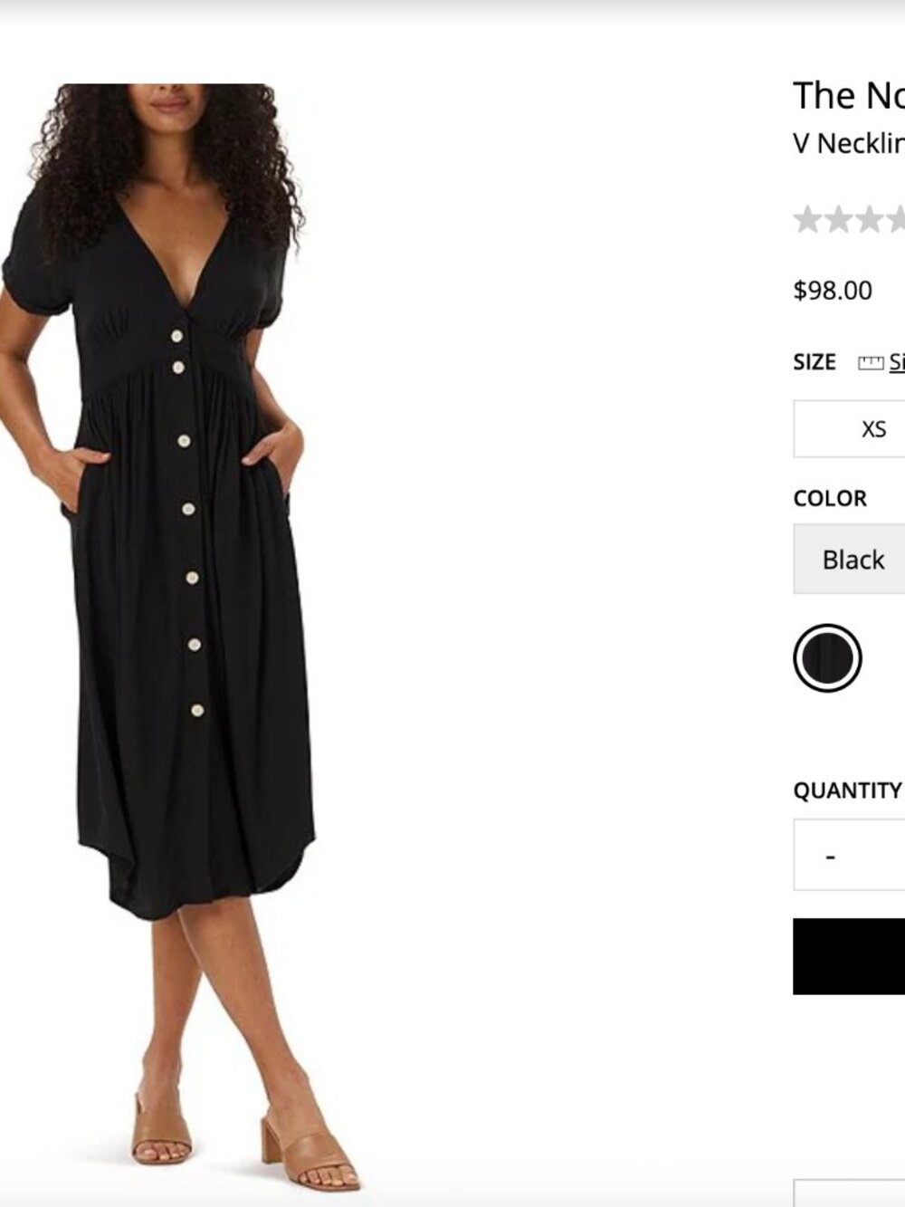The Normal Brand V Neckline Short Sleeve Button Front Midi Dress Size S